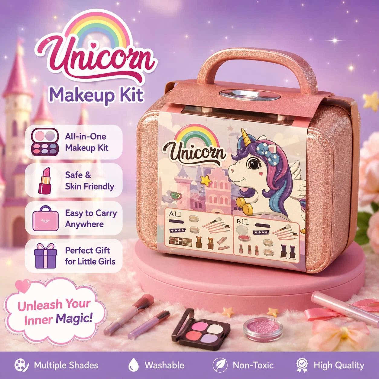 Unicorn Makeup Beauty Box for Kids