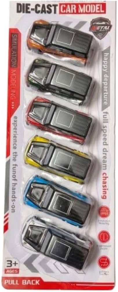 Die-Cast Pull Back Toy Cars Set of 6 for Kids 3+ | Mini Metal Vehicle Play Set