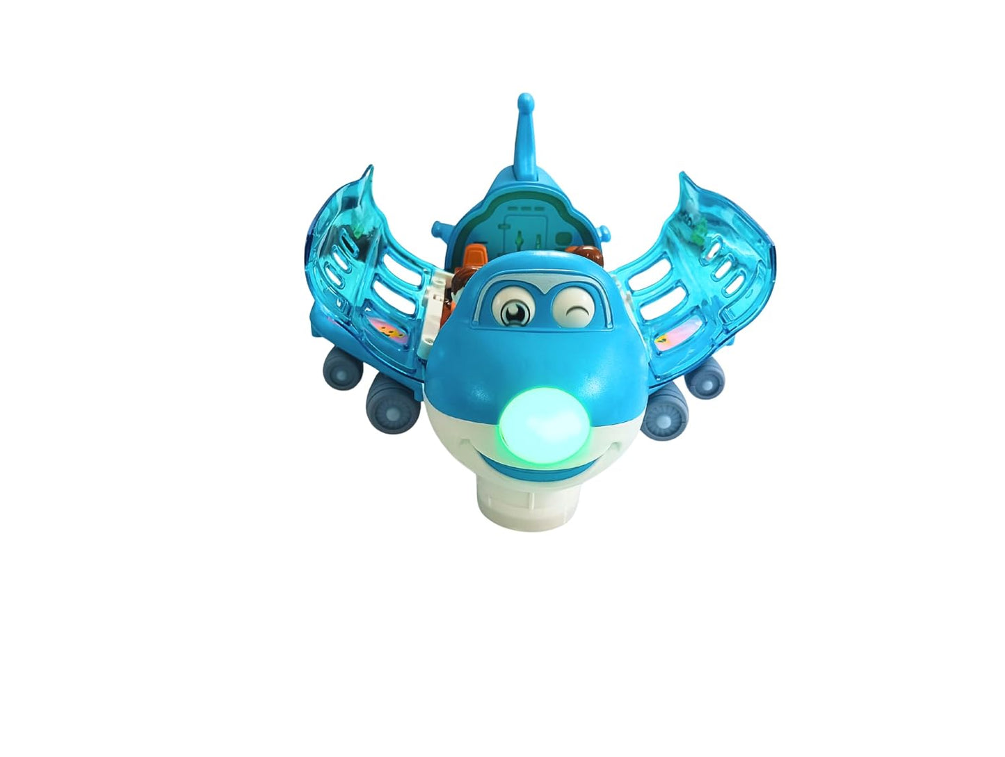 Airliner Happy Fuun Kids Toy Airplane, Blue Transparent Plastic, Light and Sound Effects, Educational Aircraft for Ages 3+