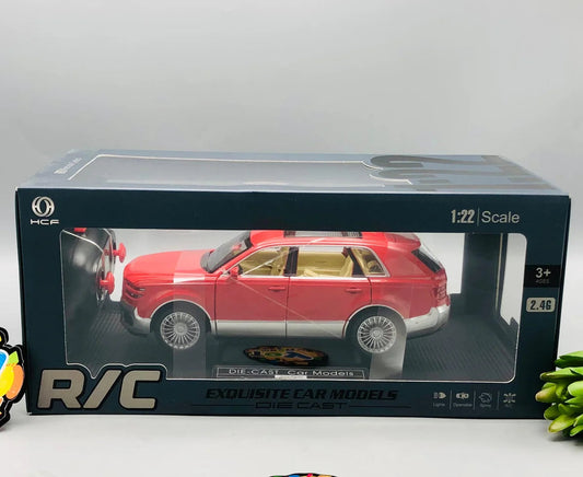 Remote-control (R/C) die-cast luxury SUV model car in a red and silver