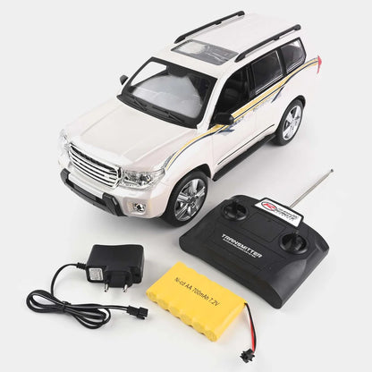 1:10 scale "Imitated" series remote-control Toyota Land Cruiser racing car toy in a white and black colorway