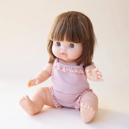 Soft Simulation Doll Series baby doll wearing a pink dress