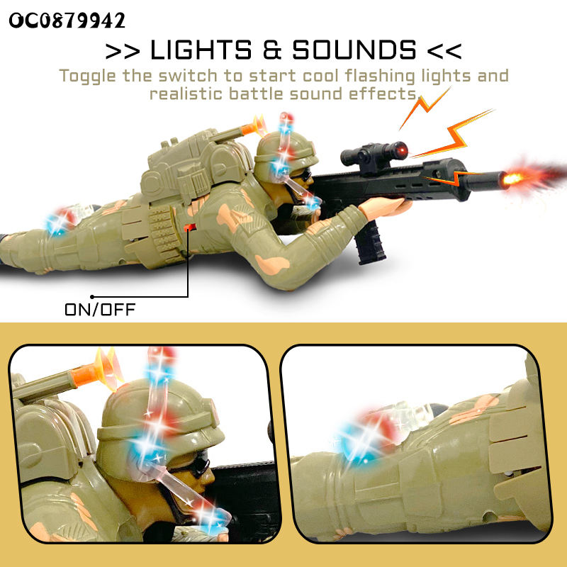 Military Remote Control Rc Crawling Soldier Toy With Light Sound