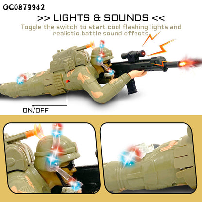 Military Remote Control Rc Crawling Soldier Toy With Light Sound