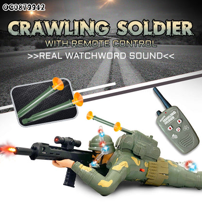 Military Remote Control Rc Crawling Soldier Toy With Light Sound