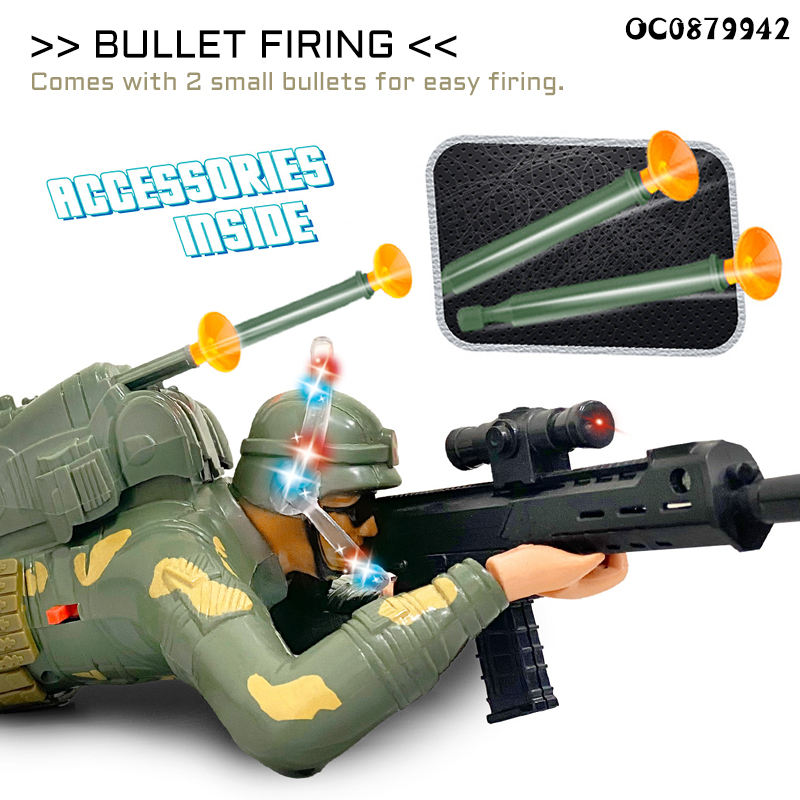Military Remote Control Rc Crawling Soldier Toy With Light Sound
