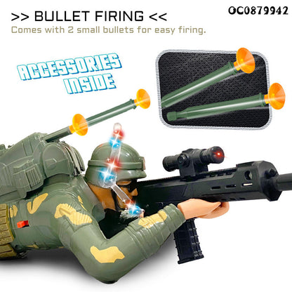 Military Remote Control Rc Crawling Soldier Toy With Light Sound