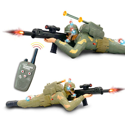 Military Remote Control Rc Crawling Soldier Toy With Light Sound