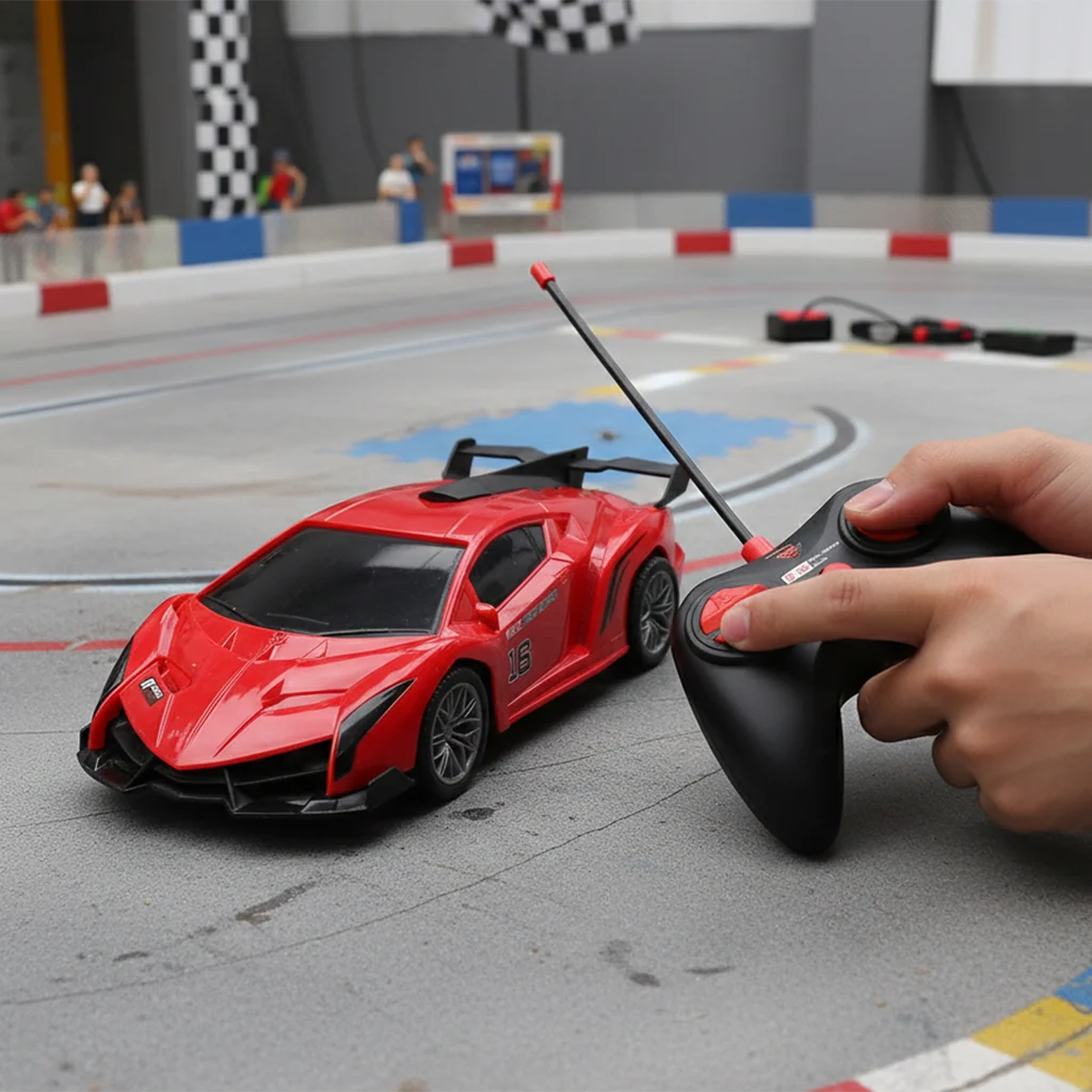 Remote control sports car box featuring a spray/smoke effect and working lights